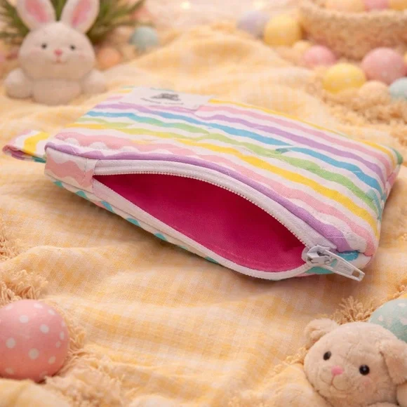 Pastel Rainbow Quilted Keychain Wallet - Picture 4 of 4